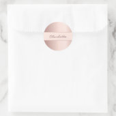 Roze goud naam ronde sticker (Tas)