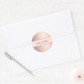 Roze goud naam ronde sticker (Envelop)