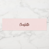 Roze goud naam script elegant modern waterfles etiket (Enkel label)