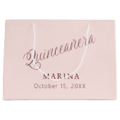 Roze goud naam script Quinceanera Groot Cadeauzakje (Voorkant)