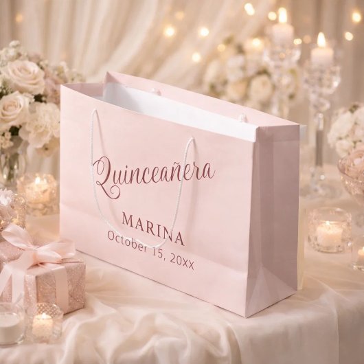 Roze goud naam script Quinceanera Groot Cadeauzakje