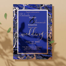 Roze Goud & Navy 5" x 7" Folie Bruiloftsinvitatie
