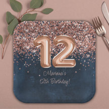 Roze Goud Navy Blauwe 12e Verjaardagsfeestje