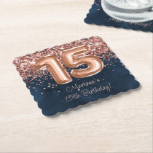 Roze Goud Navy Blauwe 15e Verjaardagsfeestje