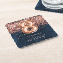Roze Goud Navy Blauwe 8e Verjaardagsfeestje