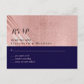 Roze Goud Navy Blauwe Glitters Glans Look BRUILOFT Briefkaart (Voorkant)