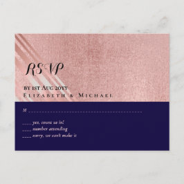 Roze Goud Navy Blauwe Glitters Glans Look BRUILOFT Briefkaart