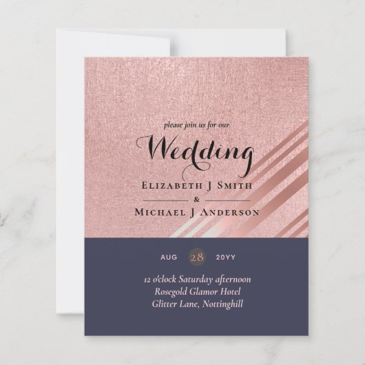 Roze Goud Navy Blauwe Glitters Glanzende Uitvoerin (Voorkant)