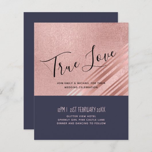 Roze Goud Navy Blauwe Glitters Glanzende Uitvoerin (Voorkant / Achterkant)