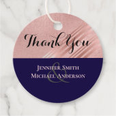 Roze Goud Navy Blauwe Glitters Glanzende Uitvoerin Bedankjes Labels (Voorkant)