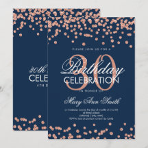 Roze Goud Navy Glitter Confetti 30e Verjaardag