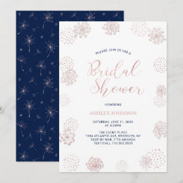 Roze goud & Navyblauwe moderne patroon bruiloftsbr Kaart