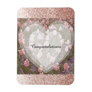 Roze Goud Nep Glitter Felicitaties Magneet