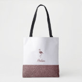 Roze Goud Nep Glitter Flamingo op Wit Tote Bag (Voorkant)