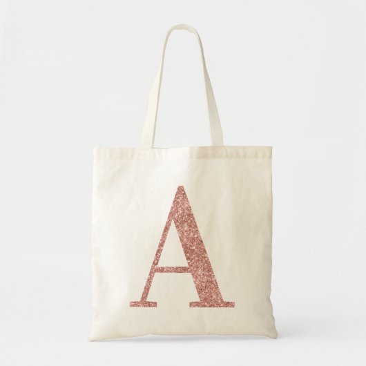 Roze Goud Nep Glitter Monogram A Tote Bag (Voorkant)