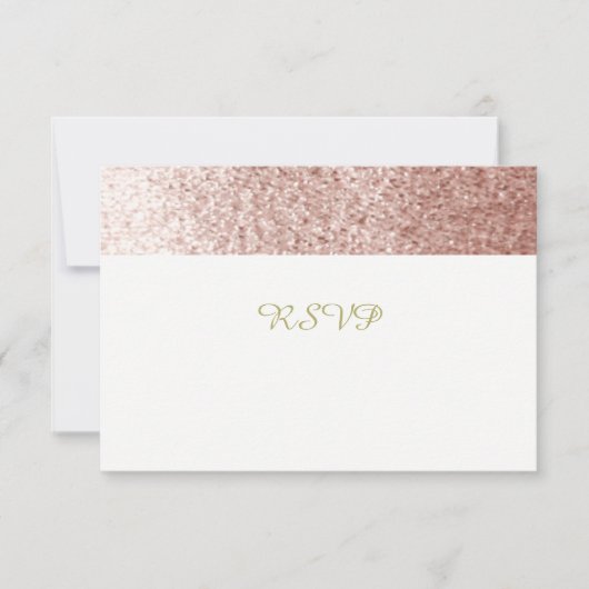 Roze Goud Nep Glitter RSVP Kaartje (Voorkant)
