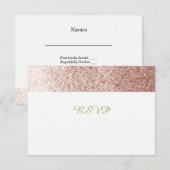 Roze Goud Nep Glitter RSVP Kaartje (Voorkant / Achterkant)