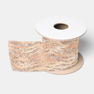 Roze Goud Nep Glitter Zebra Strepen Satijnen Lint