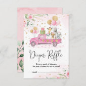 Roze Goud Oerwoud Safari Dieren Luier Raffle Informatiekaartje (Voorkant / Achterkant)