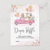 Roze Goud Oerwoud Safari Dieren Luier Raffle Informatiekaartje (Voorkant)