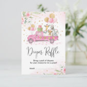 Roze Goud Oerwoud Safari Dieren Luier Raffle Informatiekaartje (Staand voorkant)
