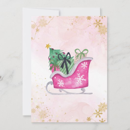 Roze Goud Oh Wat Leuk Kerstmis 1e Verjaardag Kaart (Achterkant)