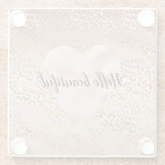 Roze Goud Ombre Leopard Print Onderzetter Glazen Onderzetter (Achterkant)