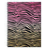 Roze Goud Ombre Waterverf Zwart Zebra Notitieboek (Voorkant)