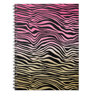 Roze Goud Ombre Waterverf Zwart Zebra Notitieboek