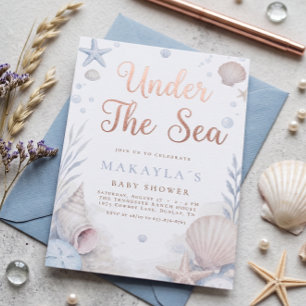 Roze Goud Onder De Zee Zeeschelp Baby Shower Kaart