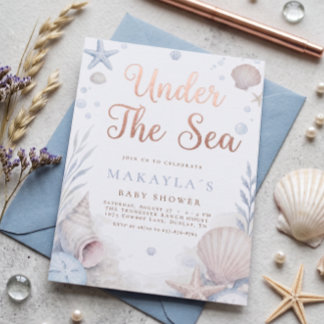 Roze Goud Onder De Zee Zeeschelp Baby Shower Kaart