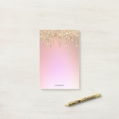 Roze goud op maat post-it® notes (Op bureau)