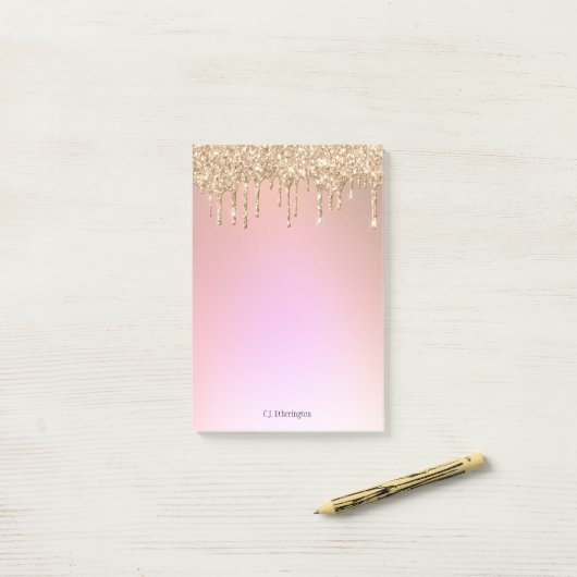 Roze goud op maat post-it® notes (Op bureau)