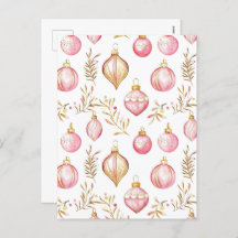 Roze Goud  Ornamenten Kerst Briefkaart