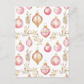 Roze Goud  Ornamenten Kerst Briefkaart (Voorkant)
