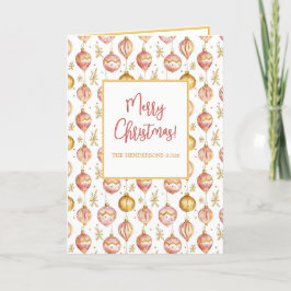 Roze Goud Ornamenten Kerst Feestdagen Kaart