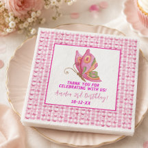 Roze goud paarse elegante vlinder meisje verjaarda