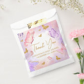 Roze Goud Paarse Vlinder Baby shower Bedankzakje (Gezegeld)