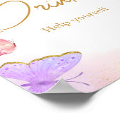 Roze Goud Paarse Vlinder Baby shower Drinken Poster (Hoek)
