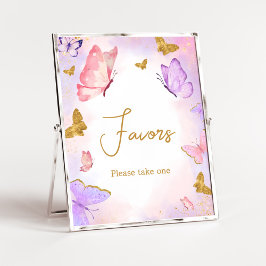 Roze Goud Paarse Vlinder Baby shower Favors Poster