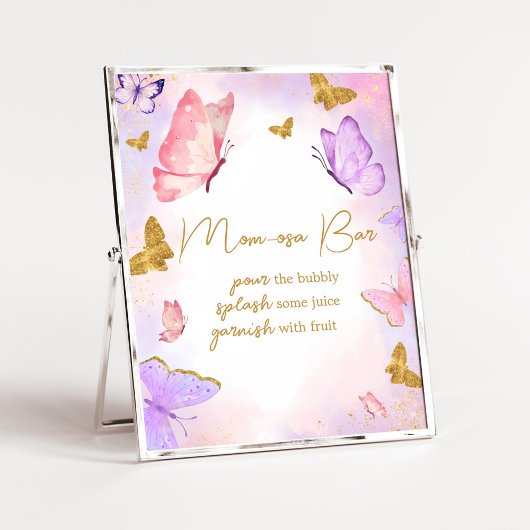 Roze Goud Paarse Vlinder Baby shower Moeder Osa Ba Poster