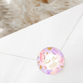 Roze Goud Paarse Vlinder Baby shower Ronde Sticker