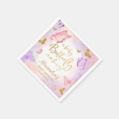 Roze Goud Paarse Vlinder Baby shower Servet (Hoek)