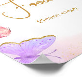 Roze Goud Paarse Vlinder Baby shower Voedsel Poster (Hoek)