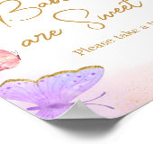 Roze Goud Paarse Vlinder Baby's zijn Zoet Poster (Hoek)