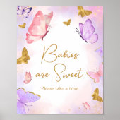 Roze Goud Paarse Vlinder Baby's zijn Zoet Poster (Voorkant)
