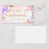 Roze Goud Paarse Vlinder Boeken voor Baby Informatiekaartje (Voorkant / Achterkant)