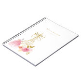 Roze Goud Parisiaanse Chic Monogram Notitieboek (Linkerzijde)