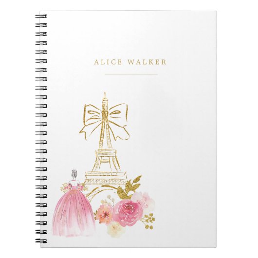 Roze Goud Parisiaanse Chic Monogram Notitieboek (Voorkant)