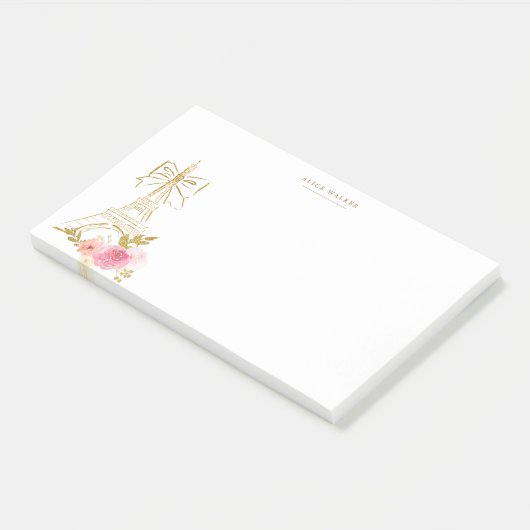 Roze Goud Parisiaanse Chic Monogram  Post-it® Notes (Schuin)